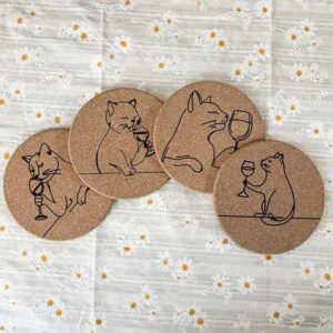 "Paws and Pinot" Cork Coasters